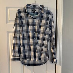 Express Blue and White Checkered Shirt